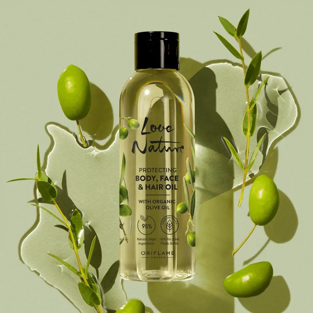 Protecting Body Face & Hair Oil with organic Olive oi