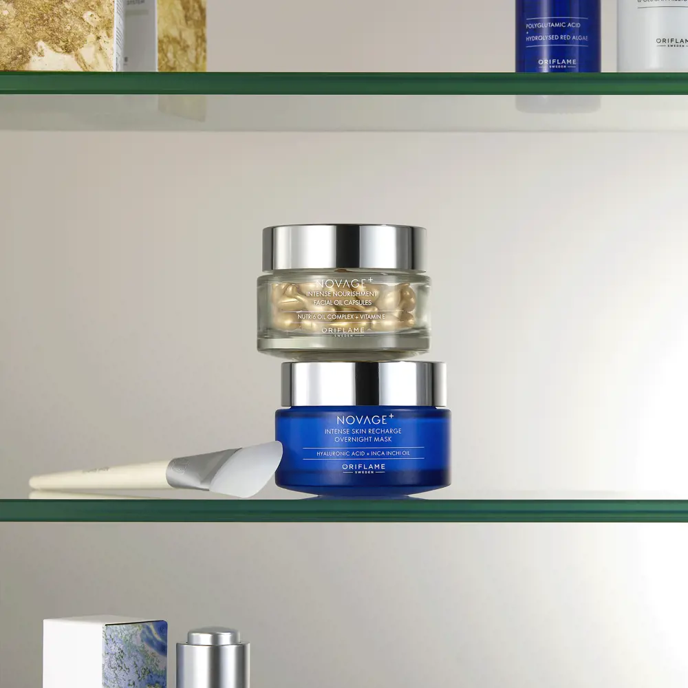 Novage+ Intense Skin Recharge Mask Applied at Night